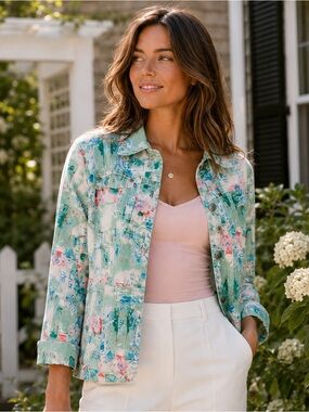 KEREN hart Mint Green Abstract Print Utility Jacket